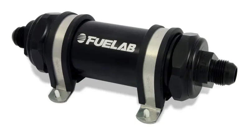 Fuelab 828 In-Line Fuel Filter Long -10An In/Out 6 Micron Fiberglass - Black 1