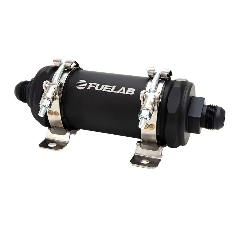 Fuelab Pro Series In-Line Fuel Filter (10Gpm) -12An In/-12An Out 100 Micron Stainless - Matte Black 1