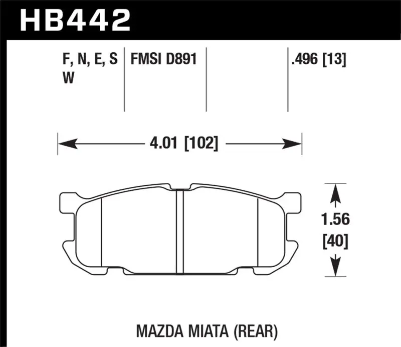Hawk 01-03 Mazda Miata Base/Ls/Se Sport Suspension Dtc-60 Rear Race Brake Pads 1