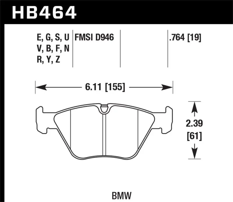 Hawk 01-06 Bmw 330Ci / 01-05 330I/330Xi / 03-06 M3 Hps Street Front Brake Pads 2