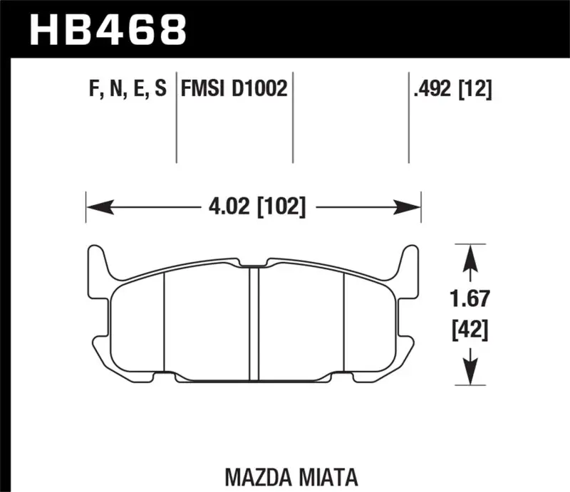 Hawk 03-05 Miata W/ Sport Suspension Hp+ Street Rear Brake Pads (D1002) 1