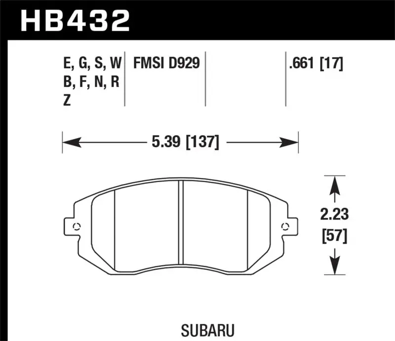 Hawk 03-05 Wrx / 08 Wrx D929 Performance Ceramic Street Front Brake Pads 1