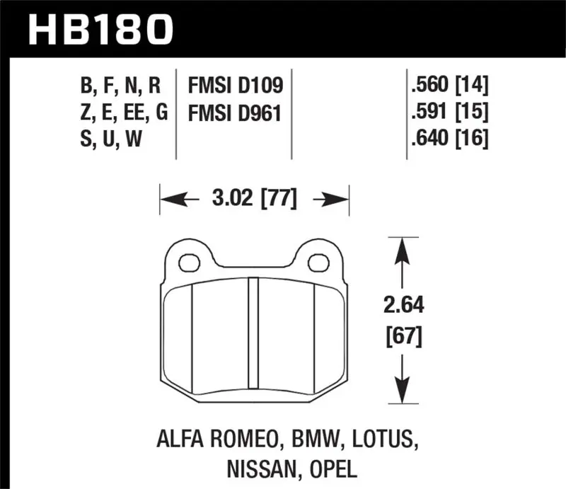 Hawk 03-06 Evo / 04-09 Sti / 03-07 350Z Track Dtc-70 Rear Pads 1