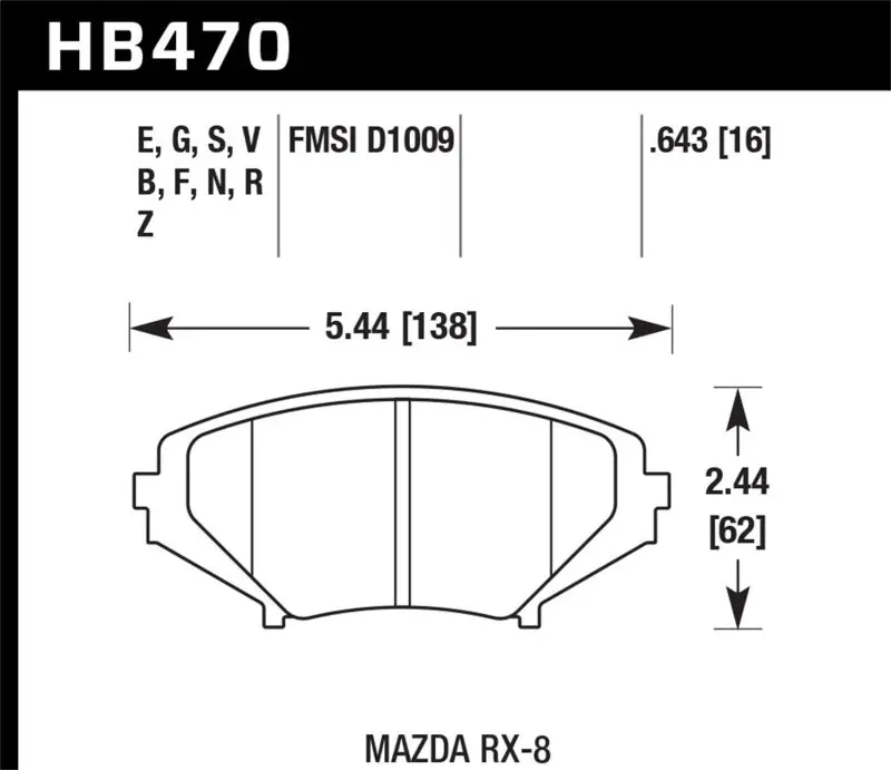 Hawk 04-09 Rx8 Hp+ Street Front Brake Pads (D1009) 1