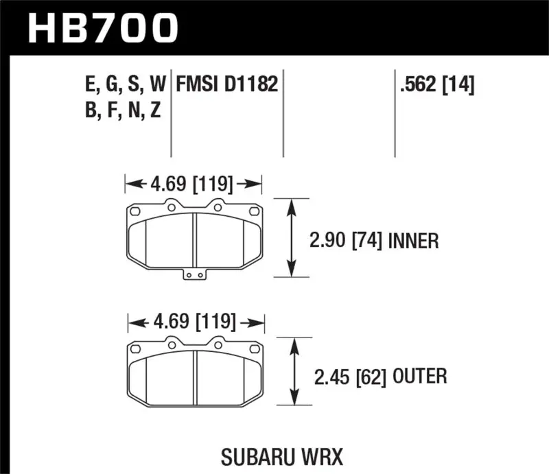 Hawk 06-07 Subaru Wrx Performance Ceramic Front Brake Pads 2