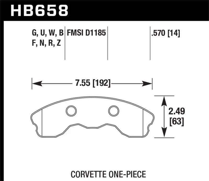 Hawk 06-10 Chevy Corvette (Improved Pad Design) Front Hps Street Brake Pads 1