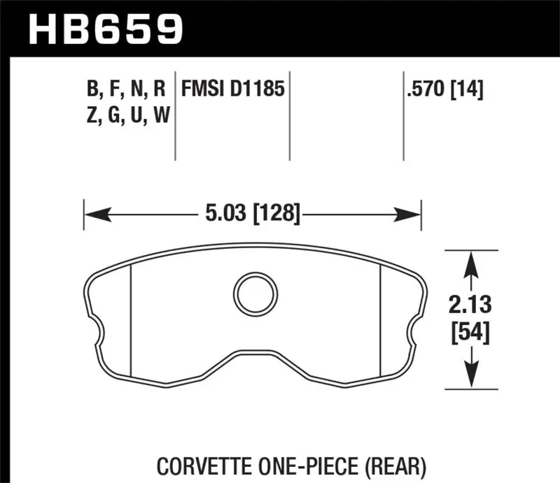 Hawk 06-10 Chevy Corvette (Improved Pad Design) Rear Hp+ Street Brake Pads 1