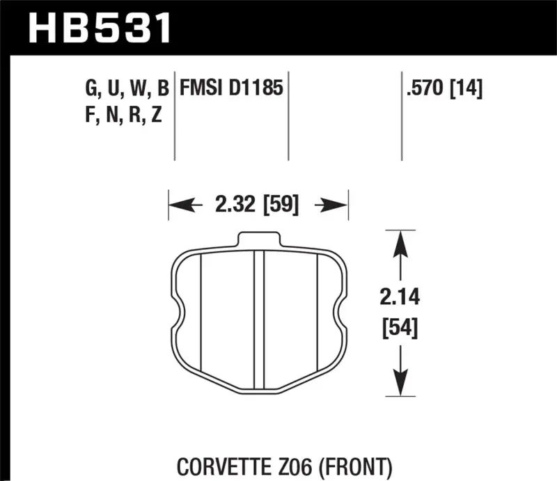 Hawk 06-10 Chevy Corvette (Oem Pad Design) Front Ceramic Street Brake Pads 2