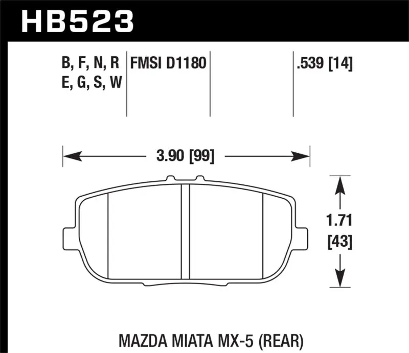 Hawk 06-11 Mazda Miata Mx-5 Rear Dtc-60 Race Brake Pads 2