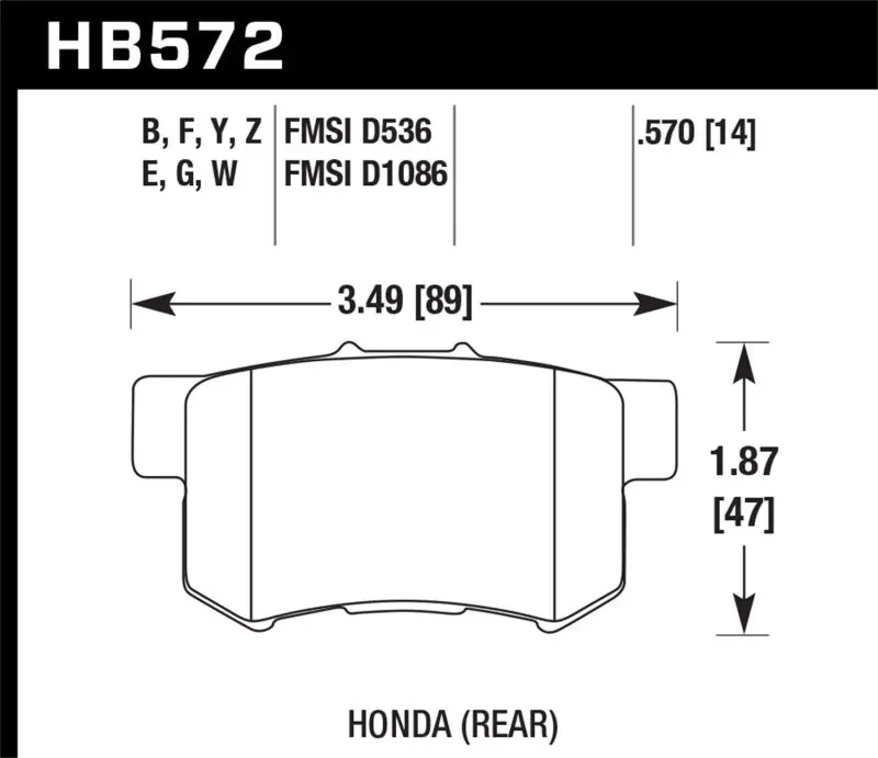 Hawk 07-08 Acura Tl Type S / 99-08 Acura Tl 3.2L Hps Street Rear Brake Pads 2
