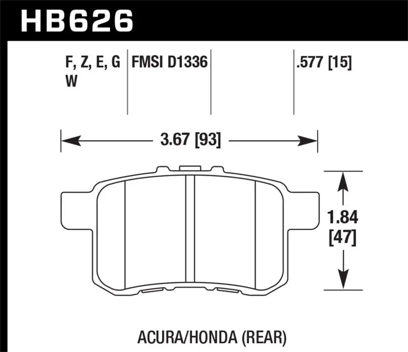 Hawk 08-10 Honda Accord 2.4L/3.0L/3.5L / 09-10 Acura Tst 2.4L Hps Street Rear Brake Pads 1