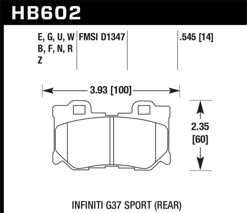 Hawk 10-11 Infiniti Fx50 / 09-10 G37 / 09-10 Nissan 370Z Dtc-70 Race Rear Brake Pads 1