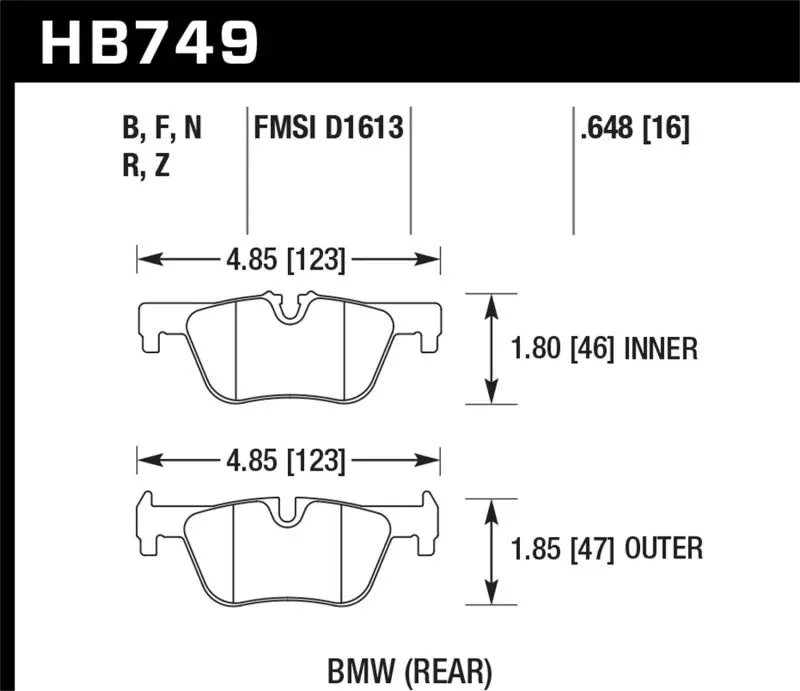 Hawk 13-14 Bmw 328I/328I Xdrive / 2014 428I/428I Xdrive Hps 5.0 Rear Brake Pads 1