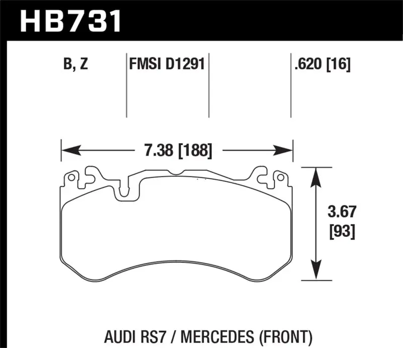 Hawk 13-16 Mercedes Sl Class / 16-17 Audi Rs7  Performance Ceramic Front Brake Pads 1