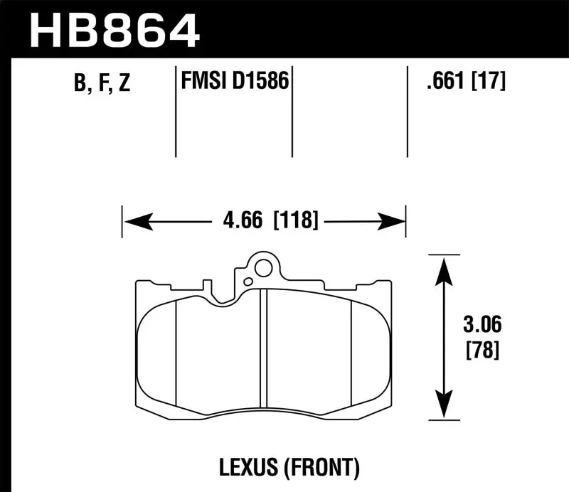 Hawk 13-17 Lexus Gs350/Gs350 F Sport / 12-17 Lexus Is350 Hps Street Front Brake Pads 1
