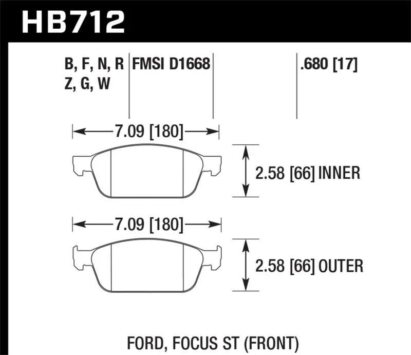 Hawk 13 Ford Focus Hps Front Street Brake Pads 1