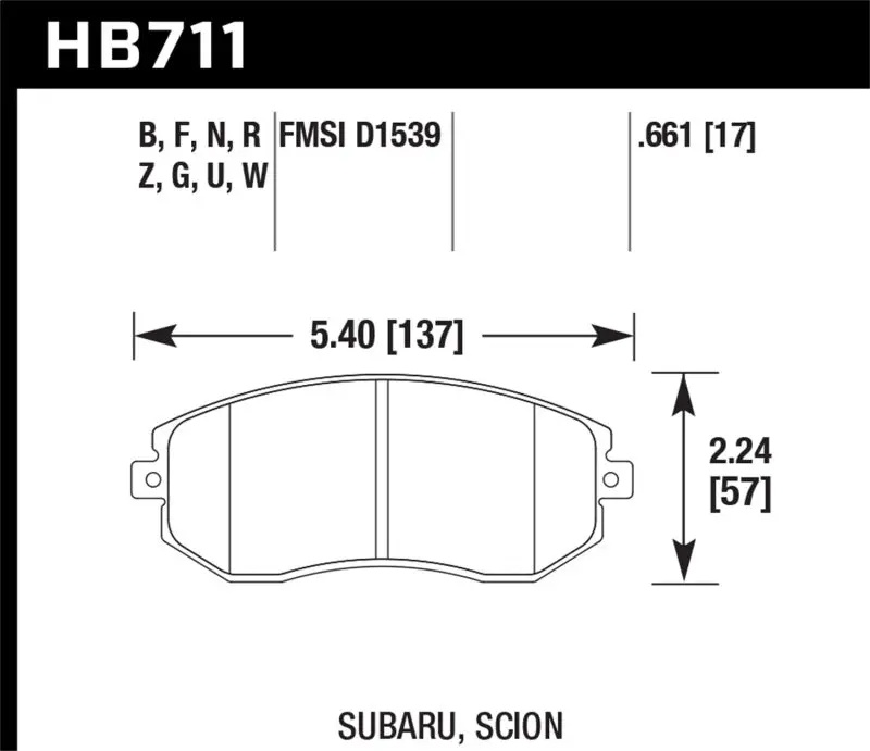 Hawk 13 Subaru Brz/13 Legacy 2.5I / 13 Scion Fr-S Dtc-70 Front Race Brake Pads 1