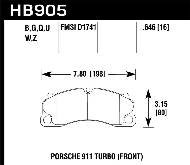Hawk 14-18 Porsche 911 Performance Ceramic Street Front Brake Pads 1