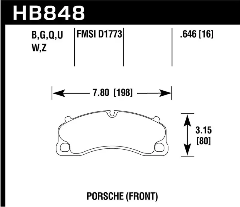 Hawk 14-19 Porsche 911 Gt3/Gt3 Rs / 2016 Porsche Cayman Gt4 Pc Street Front Brake Pads 2