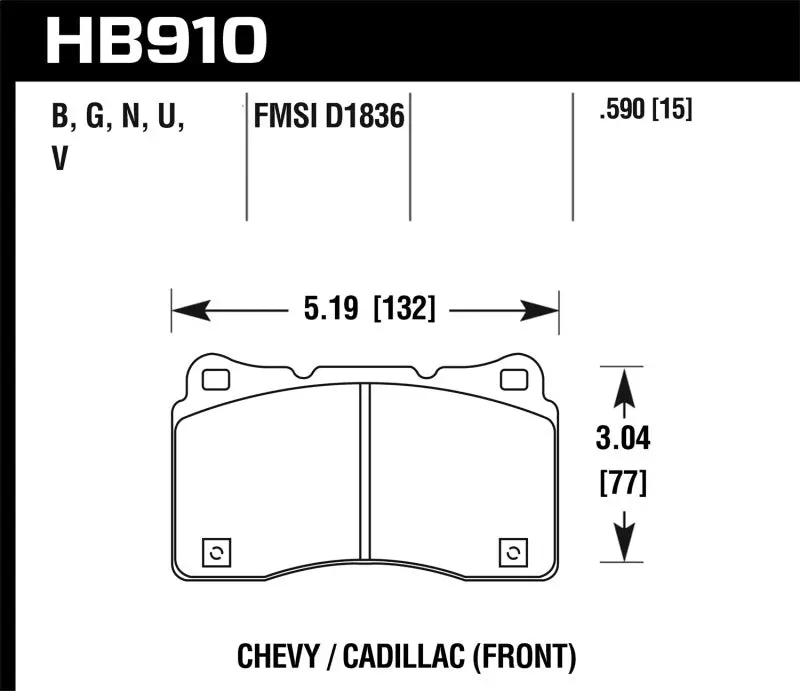 Hawk 15-16 Cadillac Xts / Chevrolet Corvette Dtc-70 Front Brake Pads 1