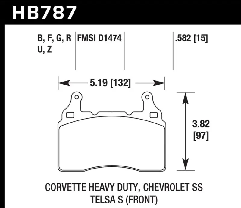 Hawk 15-17 Chevy Corvette Performance Ceramic Street Front Brake Pads 2