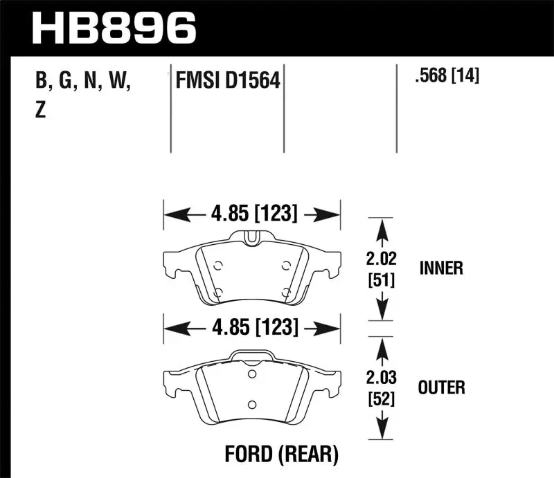 Hawk 16-18 Ford Focus Rs Pc Rear Brake Pads 1