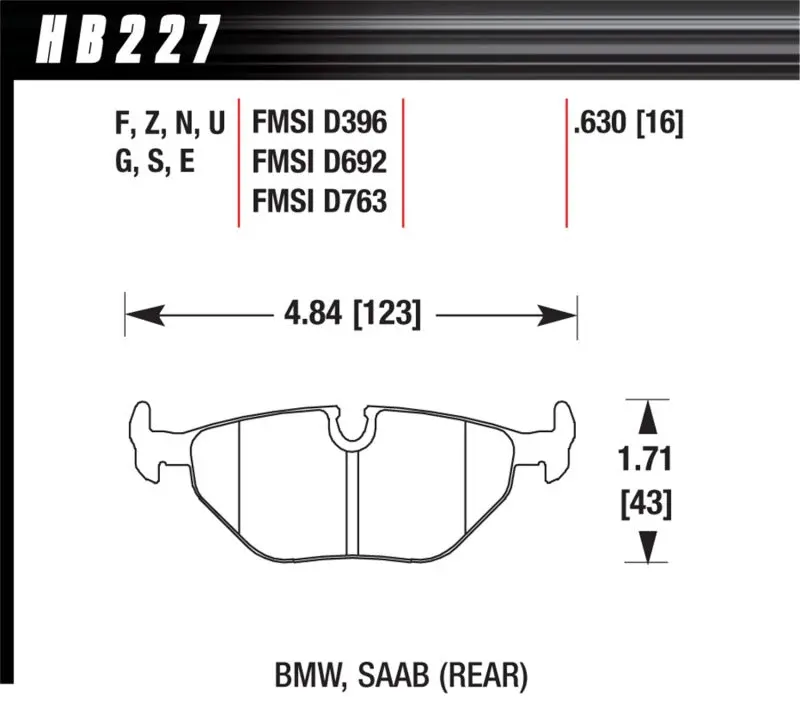 Hawk 1992-1998 Bmw 318I Hps 5.0 Rear Brake Pads 2