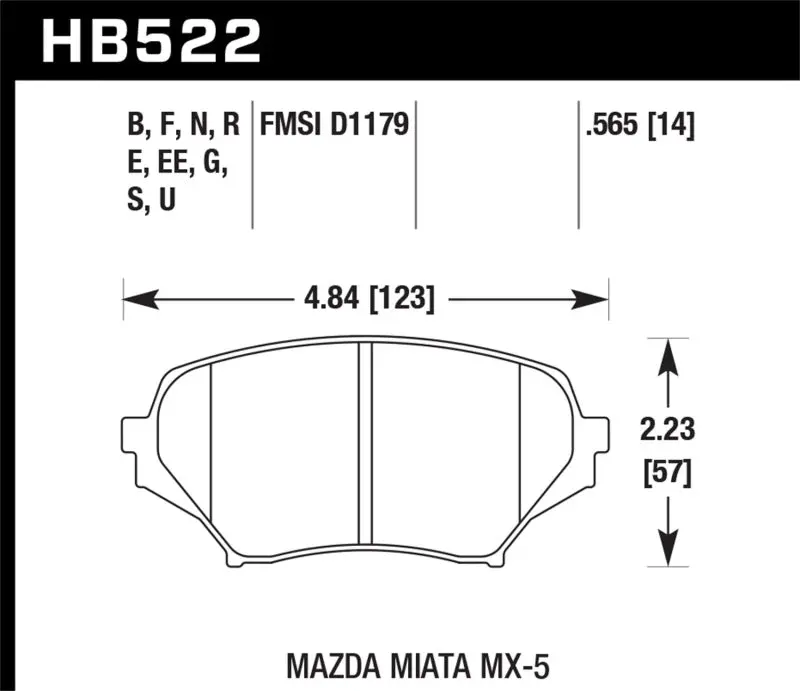Hawk 2006-2006 Mazda Mx-5 Miata Club Spec Hps 5.0 Front Brake Pads 1
