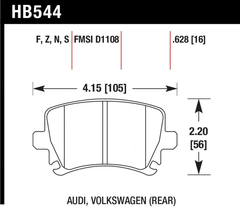 Hawk 2006-2009 Audi A3 Tfsii Quattro 2.0 Hps 5.0 Rear Brake Pads 2