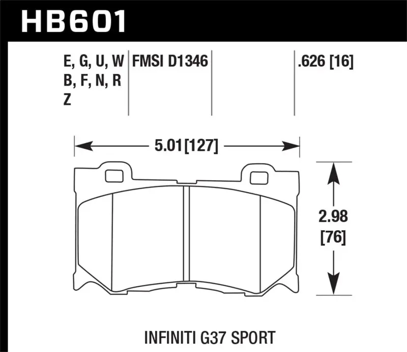Hawk 2009-2013 Infiniti Fb50 Sport Hps 5.0 Front Brake Pads 1