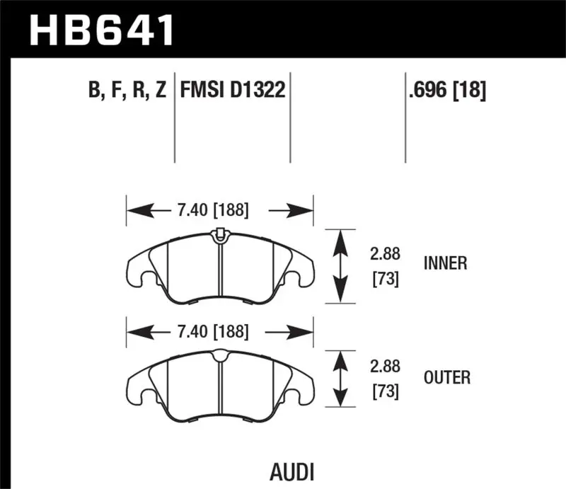 Hawk 2009-2014 Audi A4 Hps 5.0 Front Brake Pads 1