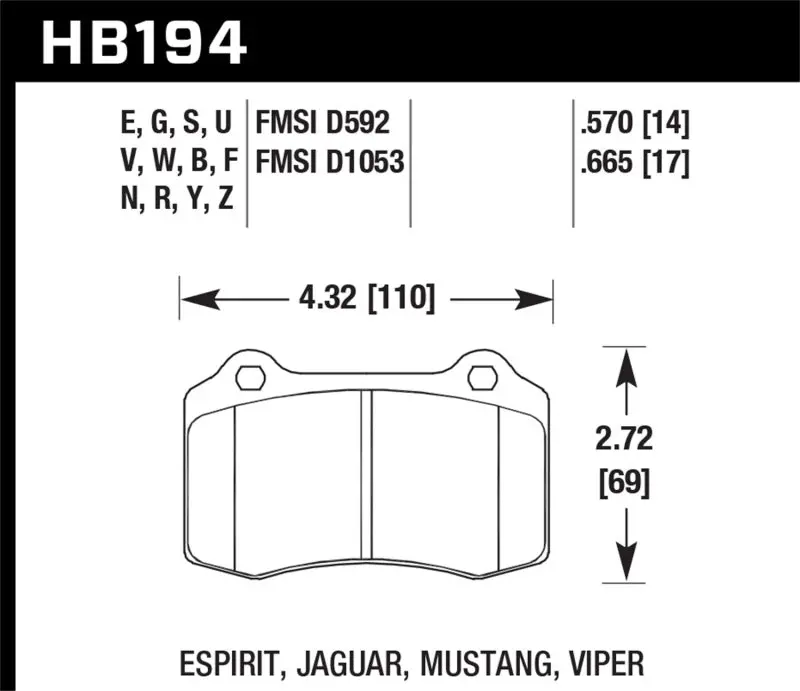 Hawk 2010 Camaro Ss Dtc-70 Race Rear Brake Pads 1