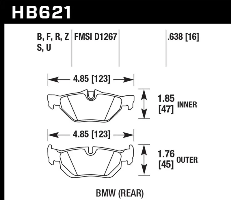 Hawk 2011-2011 Bmw 125I Hps 5.0 Rear Brake Pads 2