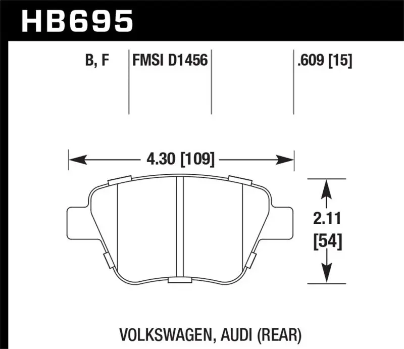 Hawk 2011-2013 Audi A3 Except Tdi Hps 5.0 Rear Brake Pads 2