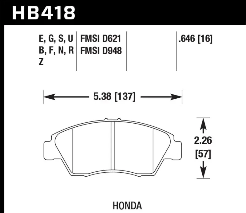 Hawk 2013-2014 Acura Ilx (Hybrid) Hps 5.0 Front Brake Pads 1