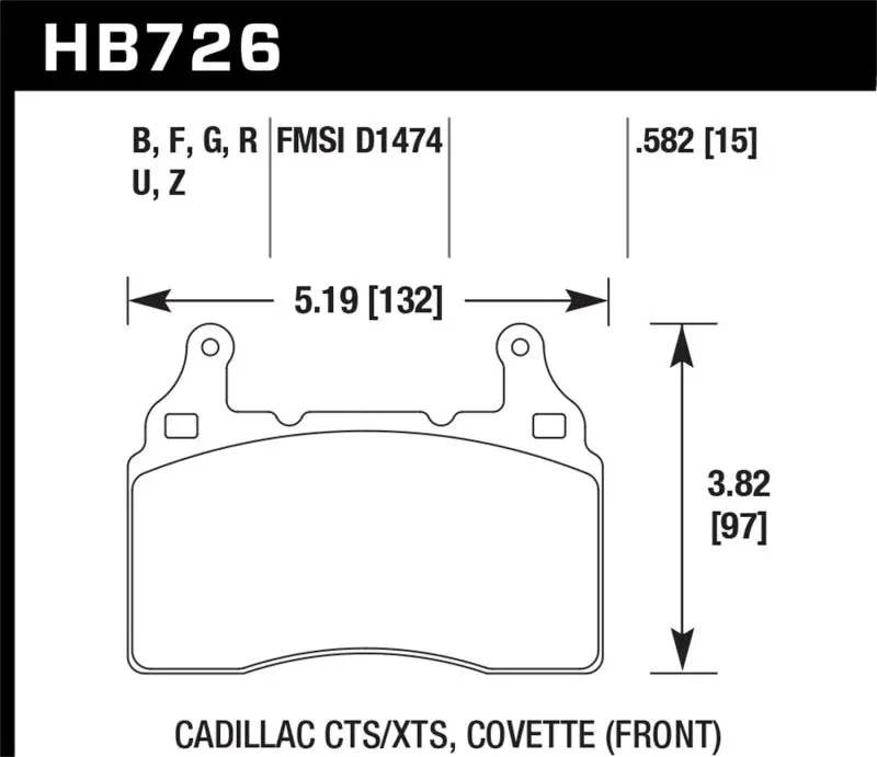 Hawk 2014 Chevrolet Corvette Pc Front Brake Pads 1