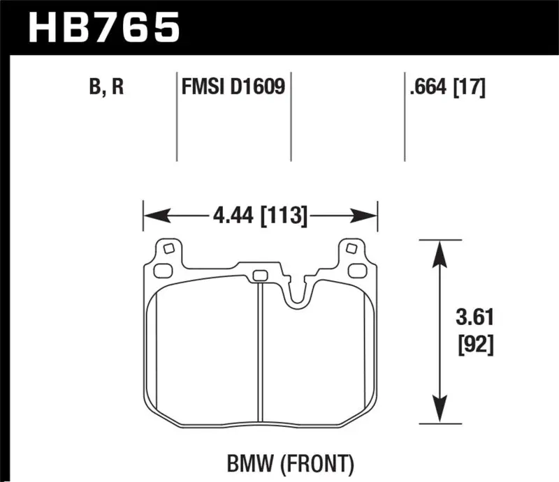 Hawk 2017 Bmw 440I/M2-4 Black Hp Plus Front Brake Pads 2