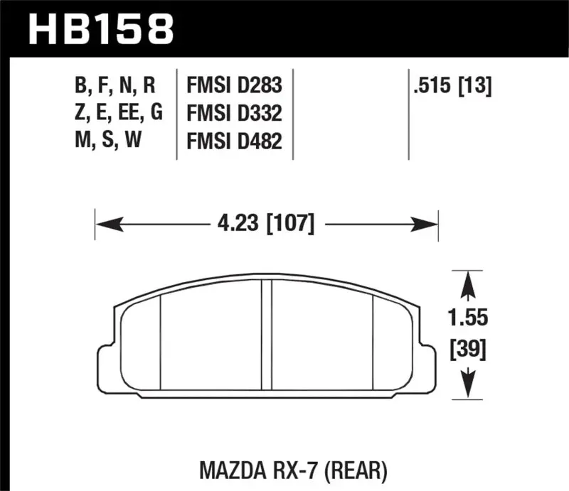 Hawk 84-91 Mazda Rx-7 / 03-05 Mazda 6 Blue 9012 Race Rear Brake Pads 1