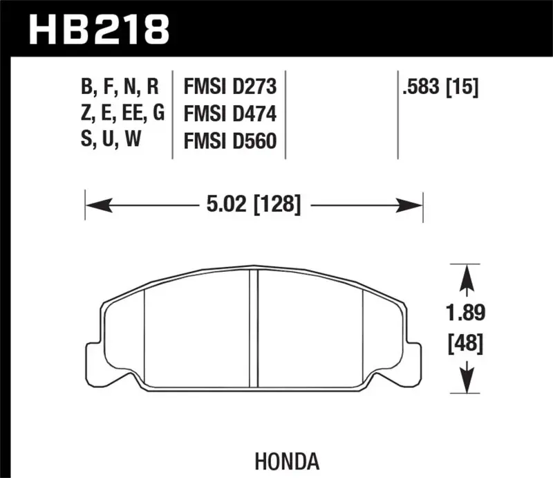 Hawk 88-89 Civic Si / 92-00 Civic Cx / 88-00 Dx / 98-00 Gx Hps Street  Front Brake Pads 1