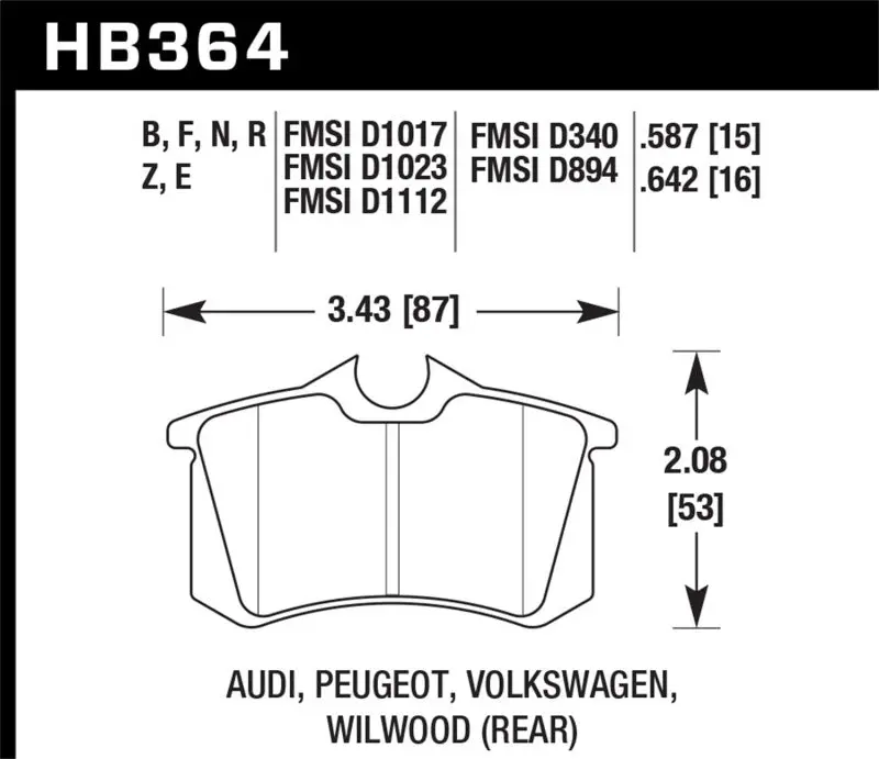 Hawk 89-92 Vw Golf Gti / Gls Turbo/ Glx ( Vr6) / 1.8 Turbo / Vr6 / 00-06 Audi Tt Hps Street Rear Bra 1
