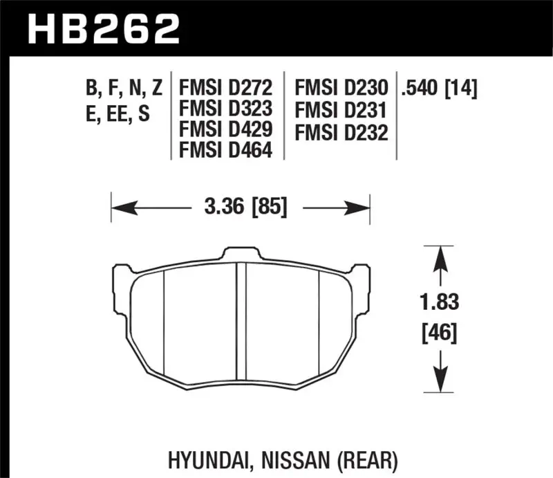 Hawk 89-97 Nissan 240Sx Se Hps Street Rear Brake Pads 1