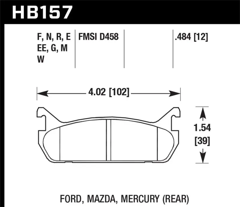 Hawk 91-96 Ford Escort Gt / 90-93 Mazda Miata Dtc-60 Rear Race Brake Pads 1