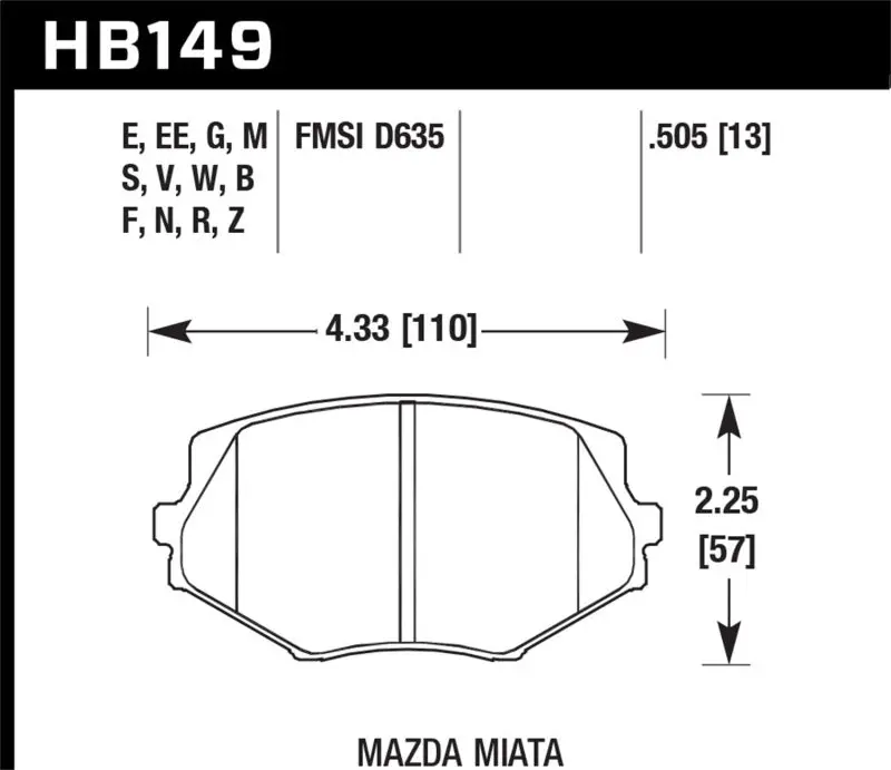 Hawk 94-00 Mazda Miata / 01-03 Miata W/ Standard Suspension Dtc-60 Race Front Brake Pads (D635) 1