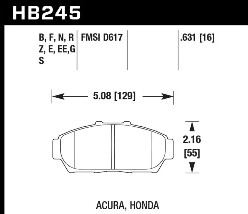 Hawk 94-01 Acura Integra (Excl Type R)  Hps Street Front Brake Pads 1