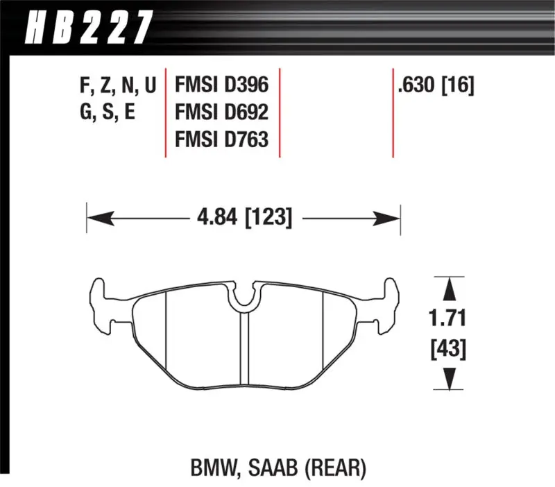 Hawk 95-99 Bmw M3 E36 Performance Ceramic Street Rear Brake Pads 2