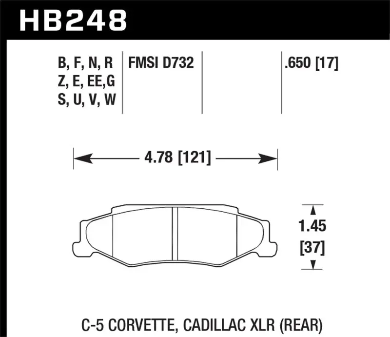 Hawk 97-06 Corvette (Incl C5 Z06) Hp+ Street Rear Brake Pads 2