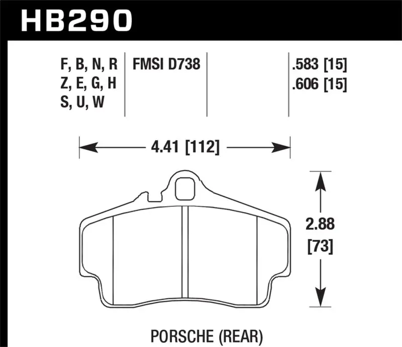 Hawk 98-08 Porsche 911 Carrera 2 / 07-08 Boxster S / 06-08 Cayman S Rear Dtc-60 Race Brake Pads 1