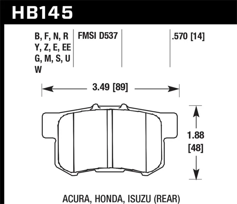 Hawk Acura / Honda / Suzuki Dtc-30 Race Rear Brake Pads 1