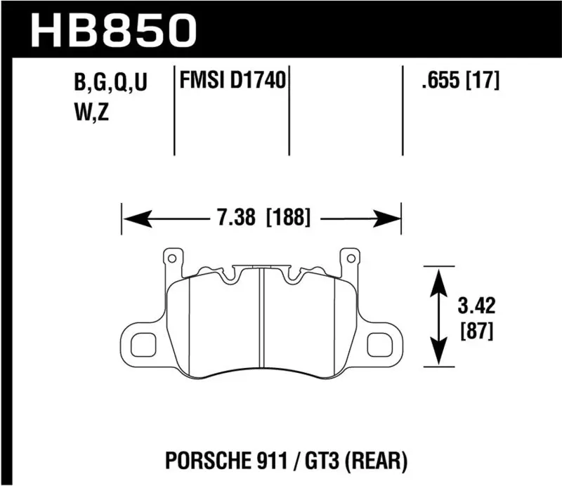 Hawk Audi 14-19 Porsche 911 / 2016 Cayman / 17-19 Panamera Pc Rear Brake Pads W/ Carbon Ceramics 2
