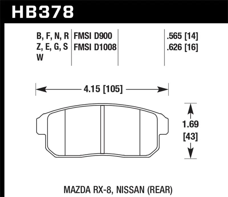 Hawk Mazda Rx-8 / Nissan Track Dtc-60 Race Rear Brake Pads 2